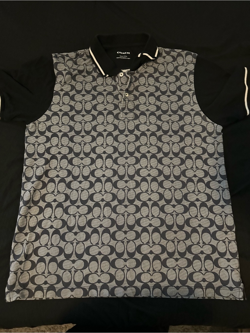 Coach Men's Logo Jacquard Polo - Black & Gray